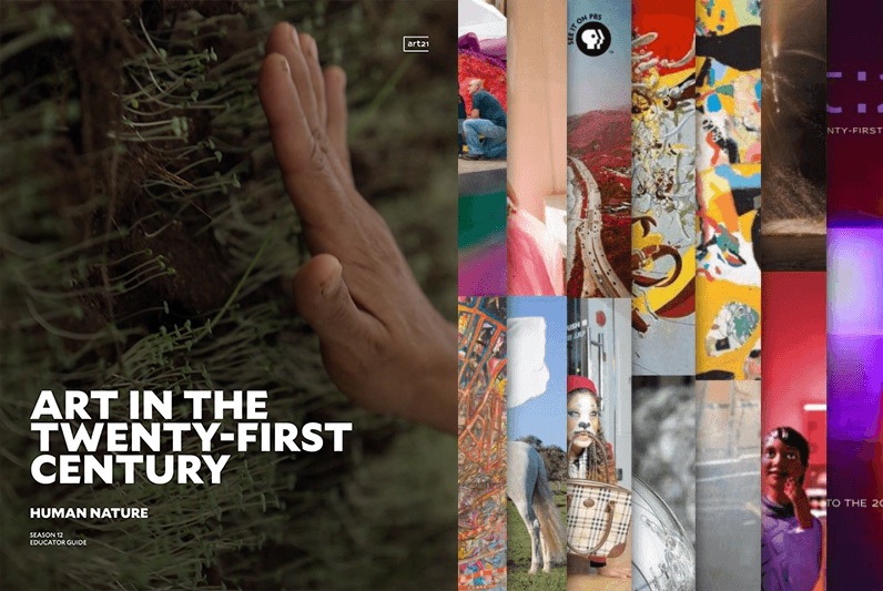 Images from covers of "Art in the Twenty-First Century" Educator Guides, with "Human Nature" on the top.